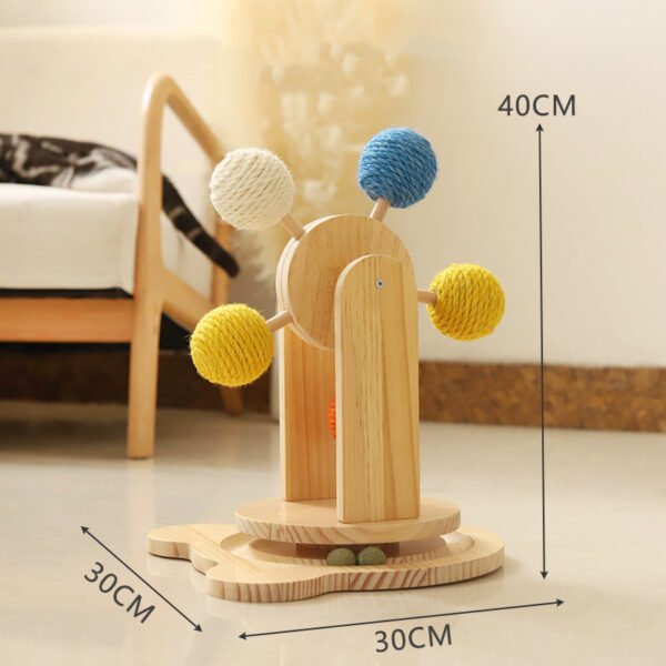 Solid Wood Rotary Table Cat Scratch Board Sisal Hemp - Image 5