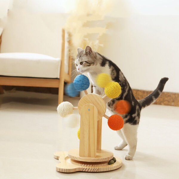 Solid Wood Rotary Table Cat Scratch Board Sisal Hemp - Image 2