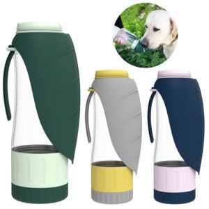 2 In 1 Multifunction Pet Dog Water Bottle Silicone Foldable
